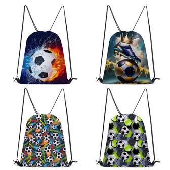 3D Baskı FUTBOL Temalı Paket Cep, Renkli Bağcıklı Sırt Çantası, Spor Salonu Eğitim Saklama Çantası