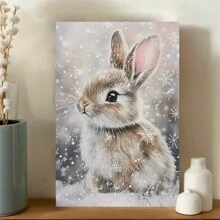 Charming Winter Christmas Bunny Canvas Print -   Wall Art For Living Room, Bedroom, Office & Kitchen Decor