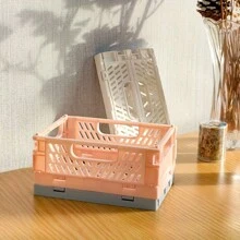 1pc Small Foldable PP Storage Box, Office Supplies, Notebook, Stationery, Cosmetics Desk Organizer Box, Multi-Colors Available, Desktop Organizing Tool,For Back To School