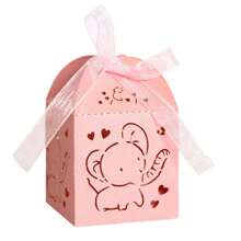 10 cajas de regalo con temática de elefante hechas de papel perlado con lazos - perfectas para fiestas de cumpleaños, baby showers, bodas - tamaño 5x5x8cm para empacar caramelos y chocolates (sin incluir etiquetas de agradecimiento)