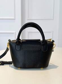New Winter Fashion Classic Clown Solid Color PU Bag, Letter Graphic Decor Square Bag, Waterproof Material Crossbody Bag, Suitable For Travel, Shopping, Commuting, Festivals, Parties - Black - View 9