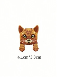 1 Piece Iron On Cartoon Animal Cat Embroidery Handbook Decoration Cloth Self Adhesive Clothes Patch Stickers Summer, School