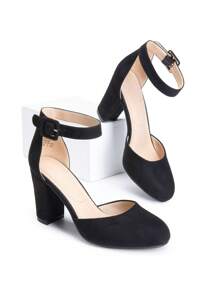 Women Ankle Strap Chunky Heel Pumps Round Toe High Heel Comfortable Elegant Work Dating Wedding Party Dress Shoes