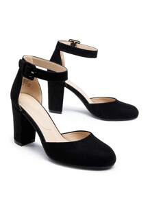 Women Ankle Strap Chunky Heel Pumps Round Toe High Heel Comfortable Elegant Work Dating Wedding Party Dress Shoes