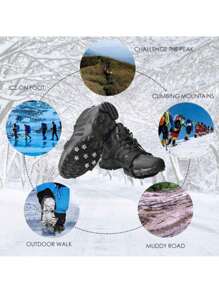 2 件 7 点钉鞋，防滑抓地冰爪，适用于鞋子和靴子散步、徒步旅行、户外登山、雪山雪地防滑可调节钉鞋