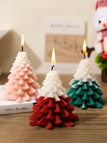 1pc Christmas Tree Candle 3D Silicone Mold, Aroma Candle Handmade Soap Mold For Handmade Candle Making, DIY Craft & Gift - White - View 3