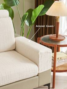 1件装四季通用弹力沙发套，柔软绒面面料，防滑防水，全包覆式沙发垫套，可机洗，宠物友好，适用于L型及1/2/3/4座沙发，250克加厚绒面 - 白色 - 查看 8