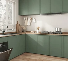 1 Roll Thickened Matcha Green Self-Adhesive Wallpaper - Matte Surface Waterproof Contact Paper, Suitable For Kitchen, Wardrobe, Cabinet And Home Decor Room Decor Wall Decor Bathroom Decor Bedroom Decor Room Decoration Stuff Living Room Decor House Decor Home Decor Living Room Wall Paper Stickers Wall Stickers Wall Sticker Kitchen Decor - Green - View 2