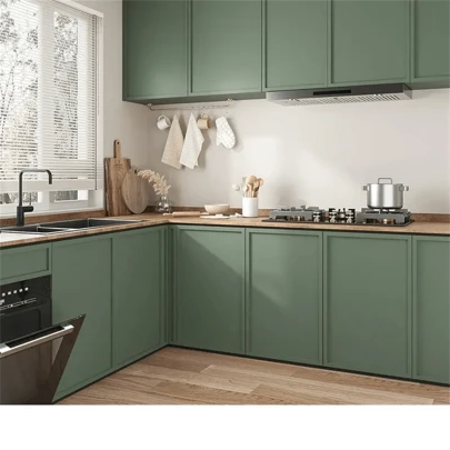 1 Roll Thickened Matcha Green Self-Adhesive Wallpaper - Matte Surface Waterproof Contact Paper, Suitable For Kitchen, Wardrobe, Cabinet And Home Decor Room Decor Wall Decor Bathroom Decor Bedroom Decor Room Decoration Stuff Living Room Decor House Decor Home Decor Living Room Wall Paper Stickers Wall Stickers Wall Sticker Kitchen Decor