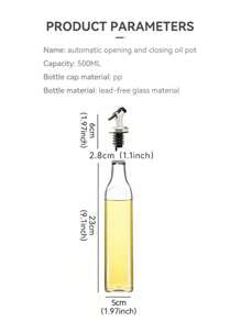 500 ml/16,91 uncji butelka dozująca oliwę z oliwek, kwadratowy szklany słoik na przyprawy z hermetyczną pokrywką, dozownik oleju spożywczego w opakowaniu zbiorczym - Wielokolorowe - Zobacz 7