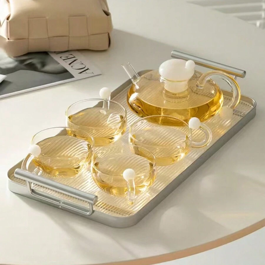 600ml Glass Teapot With Infuser, Heatproof And Stovetop Friendly, Suitable For Afternoon Tea And Flower Tea, Tea Set - White - View 1