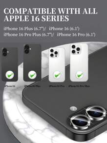 3pcs Camera Lens Protective Film Compatible With IPhone 16e, 11-16 Pro Max Gift For Birthday, Family, Friends Alloy Metal With Tempered Glass Full Cover, Lens Protector, Phone Accessories Waterproof Shockproof Anti-Fall Anti-Fall Scratch Resistant Anti-Fingerprint - Black - View 3