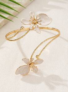 1pc Butterfly Pendant Open Cuff Bracelet, European & American Style Elegant Vacation Outfit Accessory For Women - White - View 6