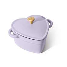 Beautiful 2QT Cast Iron Heart Dutch Oven, Pink Champagne - Mauve Purple - View 1