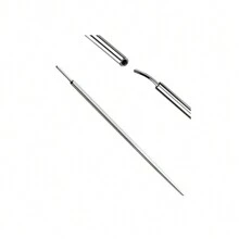 2 Pieces Stainless Steel Piercing Needle Insertion Tool, Tapered Body Piercing Jewelry With Threadless Ear Lip Nose Nipple Puncture Receiver Guide Pin Tool - Silver - View 2