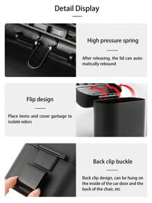 1 pieza Papelera de coche negra con bolsa de basura, contenedor de almacenamiento plegable, decoración colgante para la puerta del coche, accesorio multifuncional para el interior del automóvil