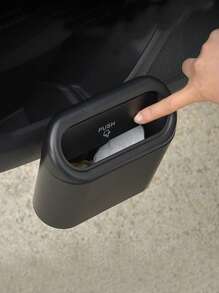 1 pieza Papelera de coche negra con bolsa de basura, contenedor de almacenamiento plegable, decoración colgante para la puerta del coche, accesorio multifuncional para el interior del automóvil