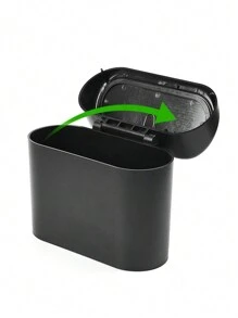 1 pieza Papelera de coche negra con bolsa de basura, contenedor de almacenamiento plegable, decoración colgante para la puerta del coche, accesorio multifuncional para el interior del automóvil