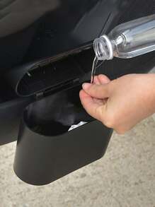 1 pieza Papelera de coche negra con bolsa de basura, contenedor de almacenamiento plegable, decoración colgante para la puerta del coche, accesorio multifuncional para el interior del automóvil
