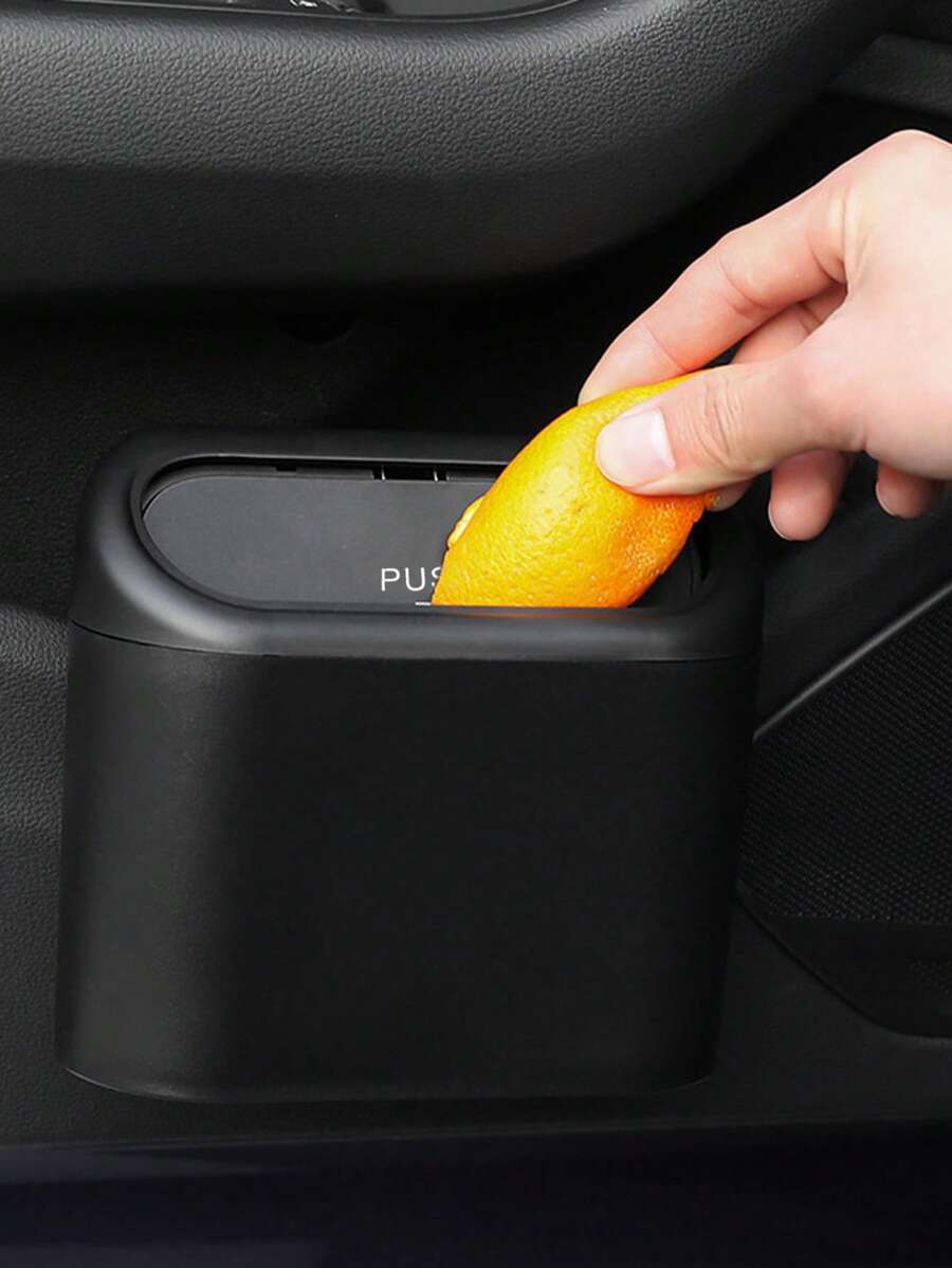 1 pieza Papelera de coche negra con bolsa de basura, contenedor de almacenamiento plegable, decoración colgante para la puerta del coche, accesorio multifuncional para el interior del automóvil