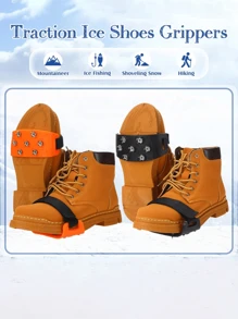 2 件 7 点钉鞋，防滑抓地冰爪，适用于鞋子和靴子散步、徒步旅行、户外登山、雪山雪地防滑可调节钉鞋
