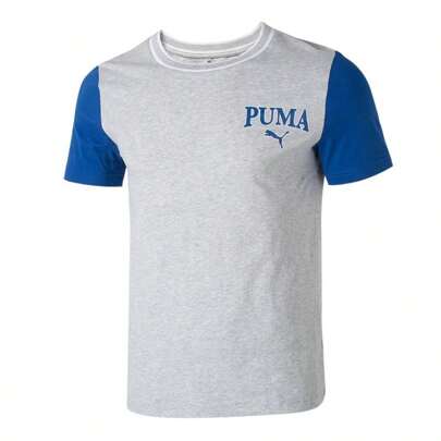 Puma Camiseta gráfica, camiseta casual de verano de manga corta para hombre con cuello redondo, patchwork vintage, transpirable y deportiva, 682184-04