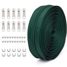1 Set = 4.5M Zipper + 10 Zipper Pulls + 20 Top Stops + 10 Bottom Stops, #5 Nylon Zippers, 85 Color Options, Suitable For Garments, Bags, Home Textiles, Bedding