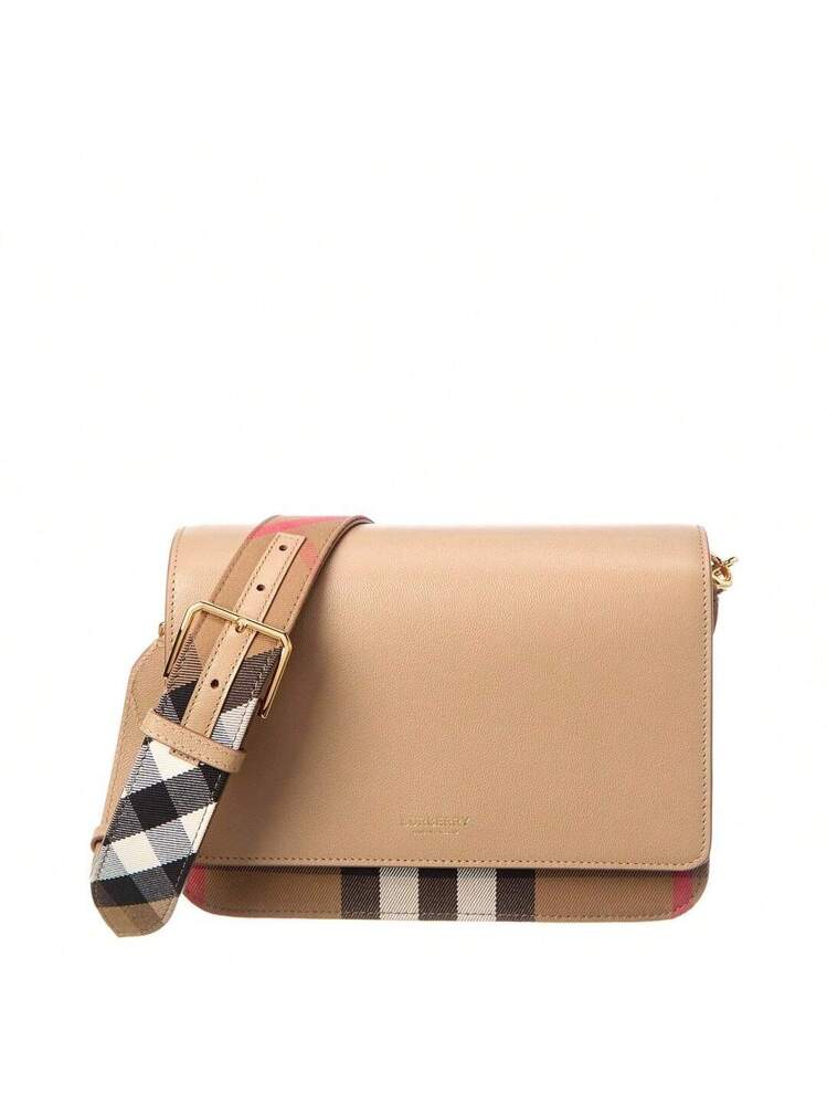Burberry Mackford Check Canvas & Leather Shoulder Bag | SHEIN USA