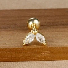 22 种款式不锈钢迷你锆石 1 件式耳钉女士、情人节耳环、18K 镀金螺旋螺旋球耳钉耳屏软骨穿孔首饰、妈妈、母亲、母亲节、礼物 - 金-白-1pc - 查看 24