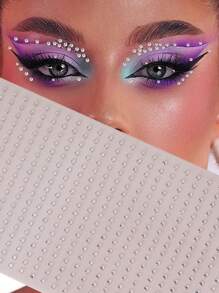 Party Joy 2 毫米面部宝石水钻发饰，眉毛宝石粘贴水钻贴纸 - 白色 - 查看 2