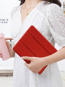 1pc Christmas Red Solid Pattern Tablet Protective Case, Compatible With IPad 10.2", IPad Pro 11" 2021/2020/10th Gen, IPad Mini 4/5/6, Galaxy Tab A8 10.5" 2022, Matepad 10.4", Tablet Holder Pen Slot Anti-Drop Cover