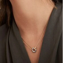 Diamday 1PC Stainless Steel Two-Color Pendant Necklaces For Women Chokers Fashion Festival Party Gift Jewelry