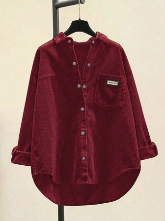 Women Corduroy Button Down Shirts Relaxed Fit Casual Long Sleeve Fashion Cardigan Jacket 2025 Fall Oversized Blouses Tops