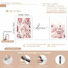 Bộ 3 bức tranh vải canvas màu hồng hiện đại không khung, trang trí phong cách cho phòng ngủ và phòng khách, nghệ thuật treo tường, quà tặng lý tưởng - Nhiều màu - Xem 18