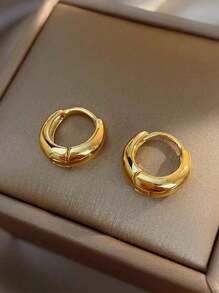 topshiny 1 Pair Minimalist Design Elegant Women Earrings, Suitable For Daily Wear - Yellow Gold - View 2