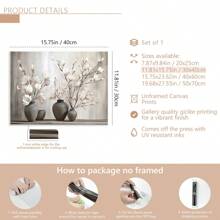 1pc Vibrant Magnolia Canvas Wall Art - Wooden Framed Contemporary Floral Print - Wall Art, Perfect Accent For Bedrooms, Living Rooms, Kitchens And More - Seasonal Fall Decorations,Poster Gifts Birthday Graduation