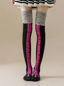 1 Pair Novelty Unisex Chicken Claw Design Knee-High Socks, Fun Cartoon Anime Socks, Cute Gift For Boyfriend, Fall - Multicolor - View 6