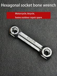 10-In-1 Bone Shaped Hex Key Wrench Set, Zinc Alloy Multifunction Bike Repair Tool For Men, Allen Wrench With 10 Sizes 6-15mm - Silver - View 2