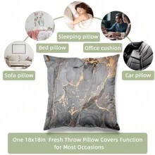 Set de 2 fundas de almohada con patrón de mármol gris clásico y elegante, adecuadas para sofá y sillas de la sala de estar y el dormitorio (No incluye insertos), 45x45cm - Gris - Ver 4