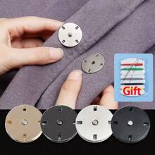4pairs Button Snaps & Invisible Hidden Buttons Blouse/Jacket/Cardigan Closure Accessory Set With Sewing Kit