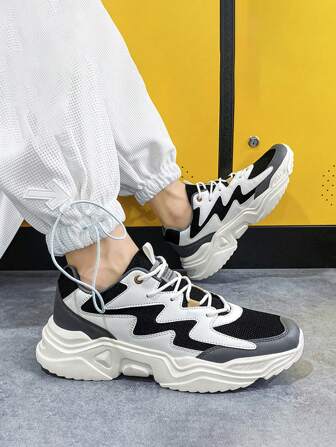 男士防滑休闲运动鞋，舒适时尚厚底运动运动鞋，时尚简约真皮运动鞋，户外跑步鞋，纯色低帮鞋适合户外跑步、运动和休闲活动