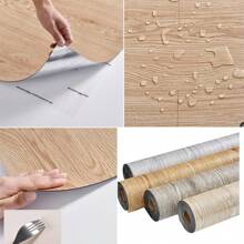 1 Roll 3 Meters X 1.5MM Thick Self-Adhesive Wood Grain Tile Wall Stickers, Easy To Install, Waterproof, Wear-Resistant, Suitable For Floor, Wall, Furniture Renovation, Home Decor, Wood Texture Design, Peel And Stick Wallpaper, House Decor, Room Decor, School Supplies, Seasonal, Christmas, Thanksgiving, Gifts. The Width May Have A Slight Deviation. - Multicolor - View 9