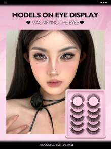 GROINNEYA 6 对假睫毛仿貂皮睫毛自然造型睫毛短睫毛延长化妆（8-17）条状睫毛、睫毛、睫毛、假睫毛