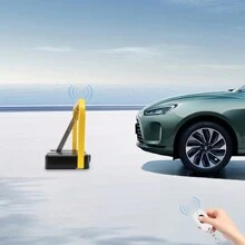 Barriera per parcheggio, barriera per parcheggio con 2 telecomandi, serratura salvaparcheggio per auto, barriera per parcheggio per zone residenziali, alberghi, edifici direzionali - Giallo - Visualizzare 4