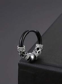 1 pieza Pendiente de aro de acero inoxidable con bola minimalista para hombres, diseño de nicho de moda europea vintage hip-hop - pendientes - Ver 7