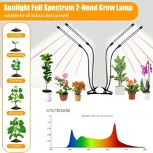 USB 全光谱室内 LED 植物生长灯，带夹子的可调节鹅颈管，3/9/12 小时定时器，10 个亮度等级，3 种开关模式，适用于绿色植物的室内栽培、开花和种子发芽