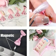 Nail Stand For Press On Nails Display, Magnetic Fake Nails Holder For Painting Nails Practices, Beginner Acrylic Nail Art Kit Accessories, Nail Salon Equipment And Decor(PINK),Nail Supplies,Nail Tools,Nail Art Tools,Back To School,Nails,Nail Tools For Press On Nails