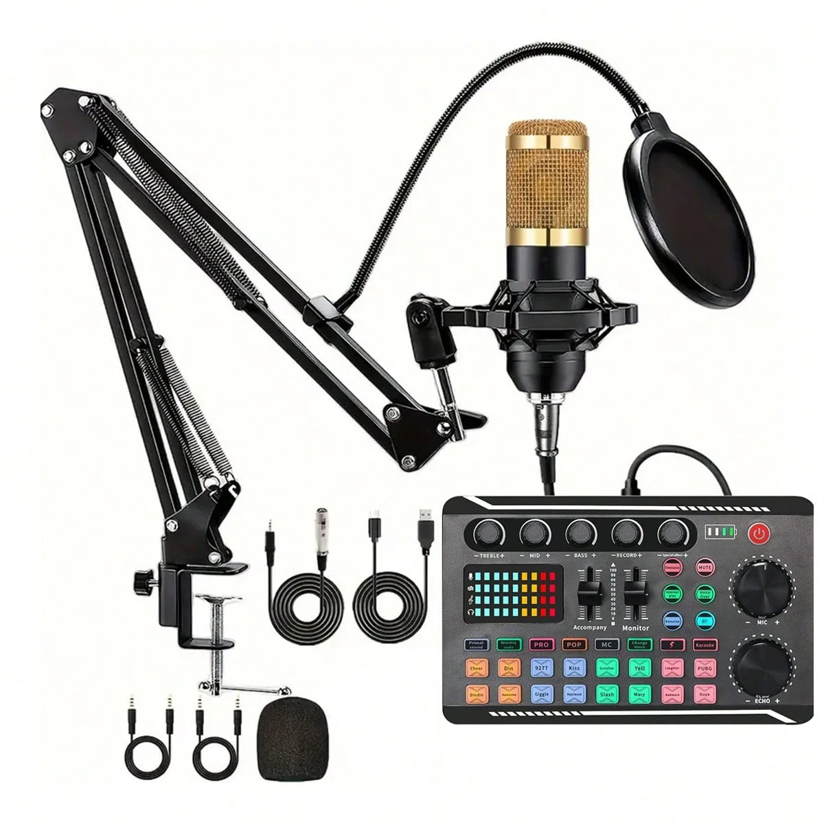 Kit Podcast Foltusymy - Microfono BM800 Con Scheda Audio E Accessori Per Streaming - Foto 10