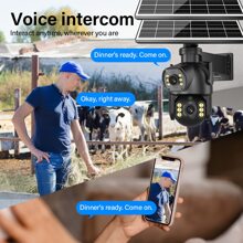 No WiFi Cellular Security Camera,4G LET,Solar Panel Wireless Outdoor Security Camera,Dual-Lens Linkage,Ultra-Clear Picture Quality,Two-Way Voice Intercom,Night Vision,Motion Sensing,SD Card Playback - Black - View 5