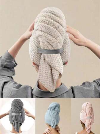 1pc Large Size Absorbent Towel, Super Soft Fiber Hair Turban, Super Absorbing Dry Hair Hat, Suitable For Women Hair Care Accessories, Wet Hair Wrap